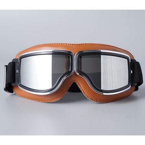 Gafas de moto,gafas de motocross,gafas deportivas retro,gafas de moto para hombre,carreras y esquí (lentes marrones plateadas) (1/5)
