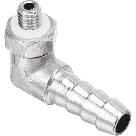 Tuyau Barbillon Raccords - 90 Degré Coude Nickelé 6mm Barbelé Tuyau Connecteur avec Tuyau Appliquer au Gaz (M5x0.8 Mâle Filetage) (1/5)