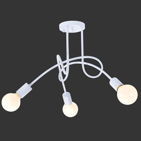 COMELY Plafonnier industrielle, Suspension Industrielle Rétro en Forme,en Fer, pour Salon, Chambre, Cuisine, Balcon, Douille E27, Max 60W, 3 Têtes de Lampe, Blanc (Ampoules Non Incluses) (1/5)