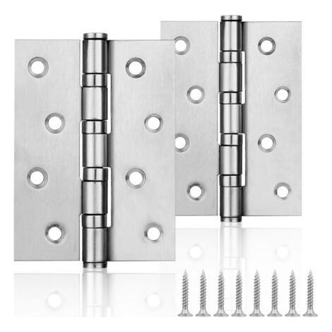 Charnière Porte Inox - 2 pièces, Charnière Porte Inox 100x75mm Chromé - Placard/Tiroir (1/5)