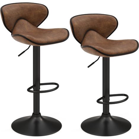 Verstellbare Drehhocker mit Rückenlehne, 2er-Set