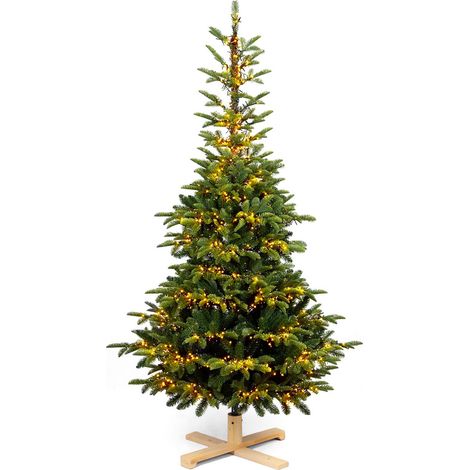 Albero di Natale Artificiale con 2900 LED Luce Calda 210 cm 731 Rami Apertura a Ombrello Verde (1/2)
