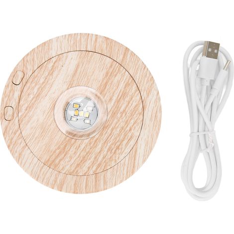 Socle lumineux en bois rotatif à 360° grain de hêtre coloré, support LED rond pour art en résine cristal 3D (1/5)