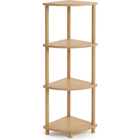 Scaffale Angolare Legno Naturale Mobiletto Bagno Salvaspazio 3 4 Ripiani 4 Scaffali
