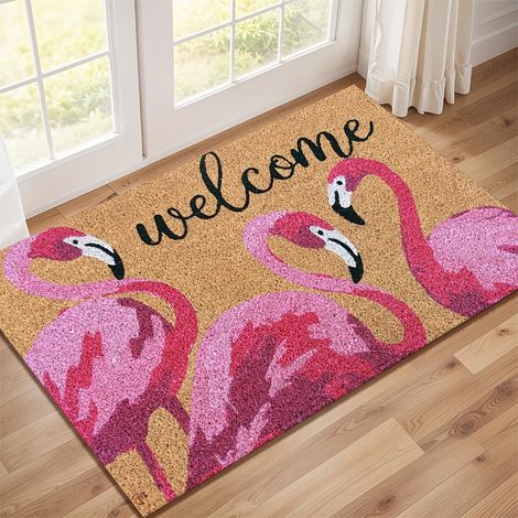 1 paillasson à motif flamant rose - Convient pour les entrées de maison, tapis décoratif, 50 cm x 80 cm (1/5)