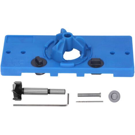 Jig de perçage pour charnières invisibles ABS, guide et positionneur pour perceuse à colonne, outil de localisation de trous de charnière, bleu (1/5)