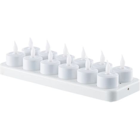 Vela recargable de 12 LED, llama simulada, decoración navideña, luz blanca. (1/3)