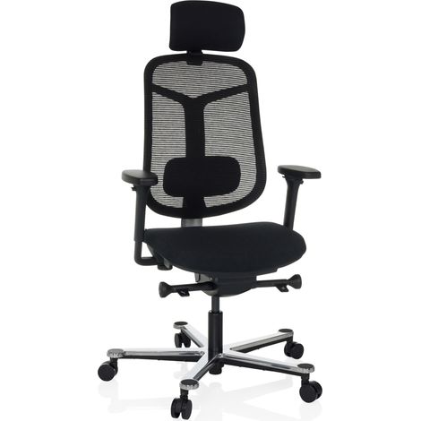 Chaise de bureau / fauteuil de direction BICOLORE HIGH tissu maille / tissu noir / piétement argent hjh OFFICE