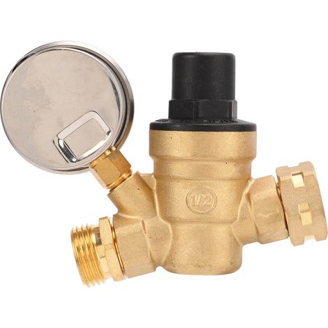 Réducteur de pression d'eau réglable pour camping-car avec manomètre, régulateur de vanne pour système de plomberie de caravane (1/5)