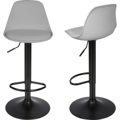 2 X Tabouret de Bar en Cuir synthétique Gris clair réglable en Hauteur et pivotant à 360 ° (1/5)