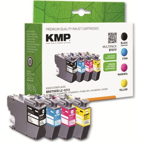 KMP B101V Vorteilspack Bk/C/M/Y kompatibel mit Brother LC-3213 Druckerpatronen