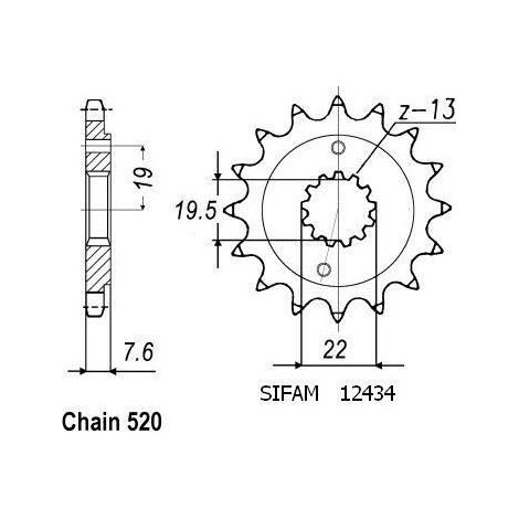 Pignon Quad 400 Kfx/Ltz - 520 - 13 Dents - Similaire JTF1401