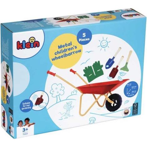 Carriola per bambini KLEIN 7669 in metallo con 3 strumenti e guanti, capacità 10 kg (1/5)