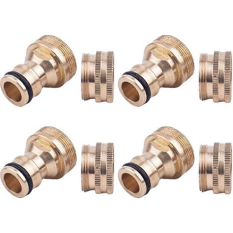 Adaptateur pour tuyau d'arrosage, lot de 4, connecteur en cuivre pour lavabo, couleur dorée, compatible avec les robinets de 24 mm de diamètre extérieur. (1/5)