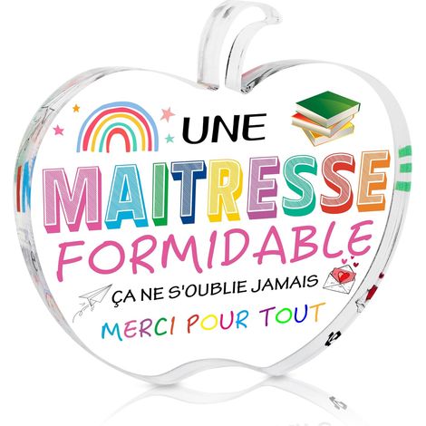 Idee Cadeau Maitresse Plaque Acrylique Cadeau Maitresse d'école Fin d'année Merci Maitresse Cadeaux Maitresse d'école Utile Cadeau Professeur Retraite Cadeau Maitresse Noel (1/5)