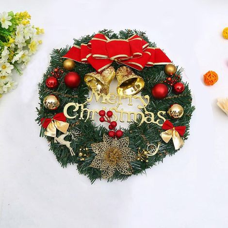 Guirlande De Noël - Couronne Décorative 30 Cm - Pour Porte Mur Cheminée Arbre De Noël - Intérieur Extérieur - 1 Pièce (1/2)