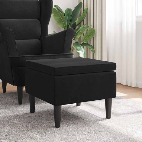 Tabouret avec pieds Tabouret de bar Chaise de bar - en bois Noir Velours BV741464 - BonneVie (1/4)