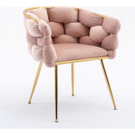 Fauteuil d'appoint moderne en velours avec structure métallique dorée pour salon, chambre ou salle à manger (1/5)