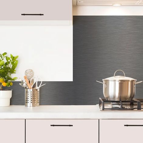 Crédence cuisine en aluminium - effet industriel gris anthracite - 200x20 cm (en 2 bandeaux) (1/5)