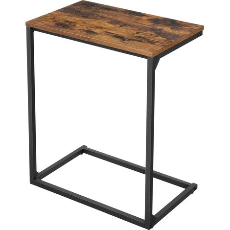 Petite Table d'appoint pour Ordinateur Portable, Chambre, Salon, Travail au lit ou sur Le canapé, Structure Simple, Stable, Style Industriel, Marron Rustique et Noir LNT52BX (1/5)