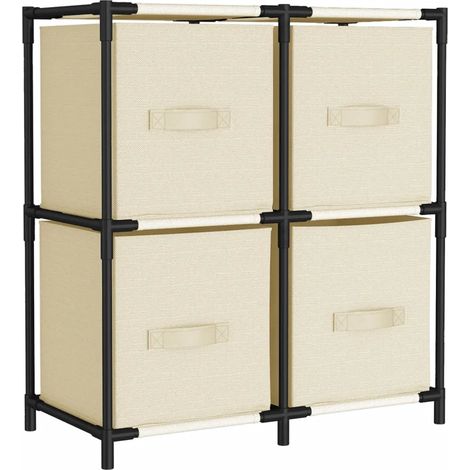 Armario de almacenamiento con 4 cestas de tela color crema 63 x 30 x 71 cm estructura estable diseño moderno en acero color crema 020046935 (1/5)