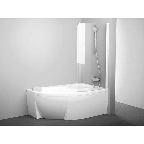 Ravak Rosa - Badewannenabtrennung CVSK1-140/150 P, 85 x 150 cm, mattweiß/klarglas 7QRM0E00Y1 (1/2)