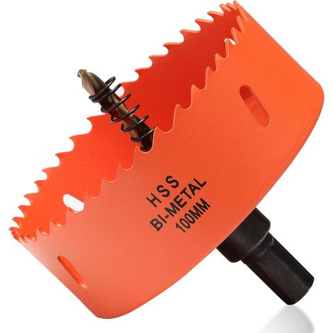 Scie Cloche Bi-Métal 100 mm, Foret Cloche Pour Bois et Métal, Couronne de Forage Ronde Avec Profondeur de Coupe de 35 mm Pour Acier, Fonte, Aluminium, Cloison Sèche, Contreplaqué et Acrylique (1/5)