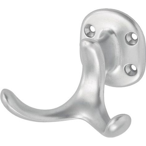 Mantelhaken 0029 zweifach Ausladung 60 mm Aluminium silberfarbig eloxiert Höhe 47 mm (1/4)