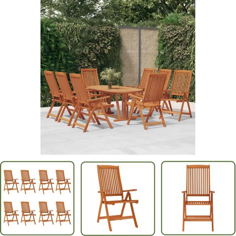 The Living Store Klappbare Gartenstühle 8 Stk. Massivholz Eukalyptus - Holz Gartenstühle - Eukalyptus Gartenstühle - Klappbarer Gartenstuhl - Gartenmöbel Set - Outdoor Möbel (1/5)