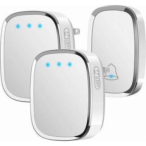 Wireless Doorbell Outdoor Waterproof IP44, Door Bell 300 Meters, Chime Kit with LED Flash, 1 Transmitter and 2 Receiver, 5 Volume Levels, 36 Melodies (1/5)