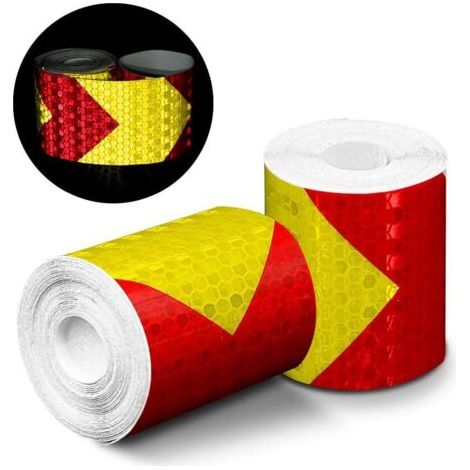 Bande réfléchissante Forme de flèche, 2 pcs 3 m 50 mm Prismatic étanche sécurité Rouleau de Ruban de signalisation Vinyle Autocollant Sécurité Ruban adhésif (1/5)