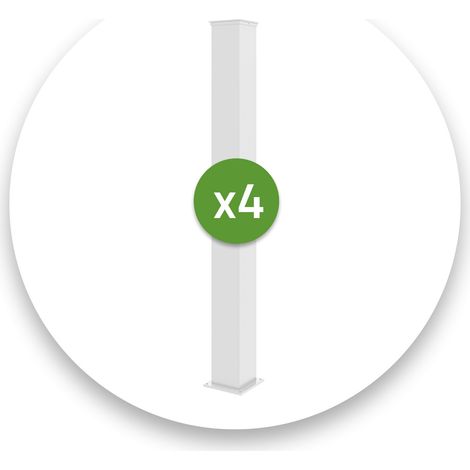 Lot de 4 poteaux EIFEL 15x15 en alu H.166cm - Blanc mat (1/5)