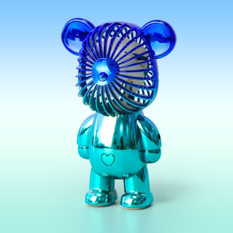 Ventilateur de table portable en forme d'ours, mini silencieux à trois vitesses, alimenté par USB et électroplaqué. (1/5)