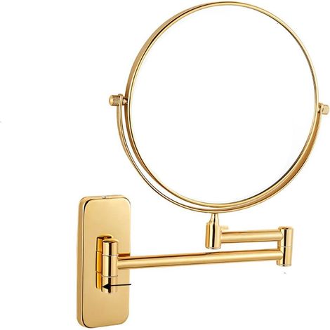 Miroir de Maquillage Mural Grossissant X10  Noir LED Cosmétique Mirror - Anti-Buee pour Salle de Bain ([8 inches] Zirconium Gold Plane + 10X Zoom) (1/5)