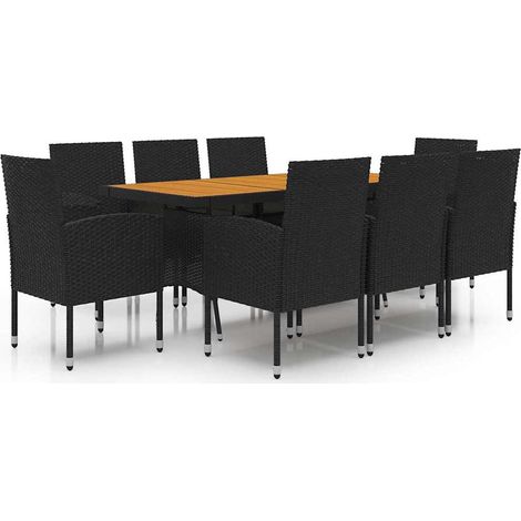 Maison Exclusive - 9-tlg. Garten-Essgruppe Poly Rattan Schwarz (1/5)
