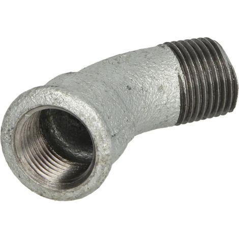 Hermann Schmidt Temperguss Bogen DN 50, 2" 45°, Innengewinde/Aussengewinde, verzinkt