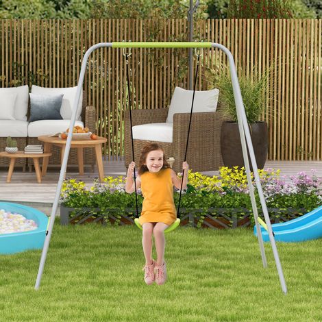 Extérieur Balançoire portique 2 en 1 pour bébé ceinture de sécurité à 5 points intérieure extérieure - vert