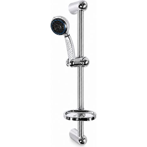 Saliscendi Doccia Cromato 60 cm Soffione Multigetto Tubo 180 cm 69130