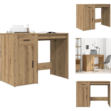 Bureau chêne artisanal 100x49x75 cm bois d'ingénierie - Bureau - Bureaux - Bureau D'ordinateur - Bureau D'étude (1/5)