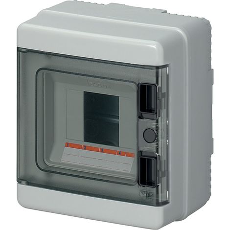 Centralino da parete, 4 moduli, con morsettiera 6x10mm, grigio, IP65, sportello in policarbonato fumè - Elettrocanali EC62004E (1/2)