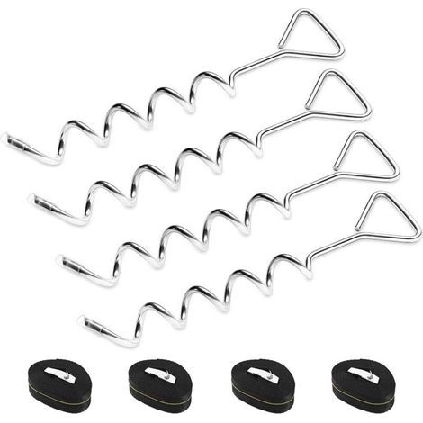 4 Set Heavy Duty Trampoline Anchor Ground Pegs Tie Down Kit - Tied Pet Dog Fixed, Fit Trampolines Garden Camp Swings Shed (1/5)