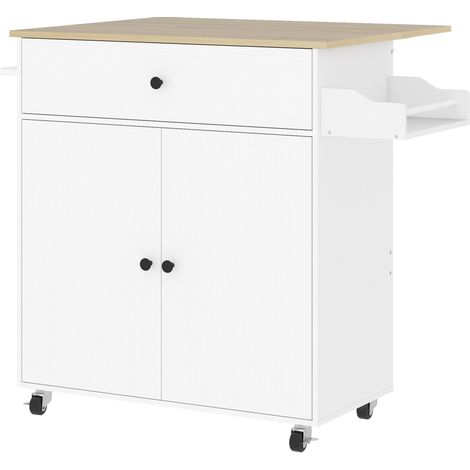 Desserte Irmgard Îlot Cuisine Mobile Rangement Épices Blanc Bois 106x42x87cm