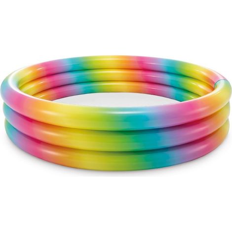 TRADE SHOP - Piscina Arcobaleno 168x38cm Grande 3 Anelli Gonfiabile Multicolore Giardino 58449 - (1/2)
