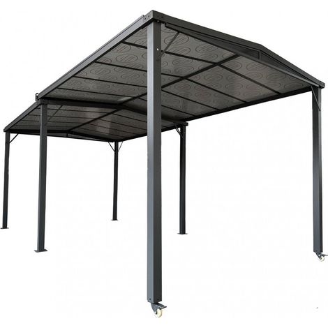 Gazebo pergola 3x6 mt allungabile con struttura in alluminio antracite e copertura in policarbonato