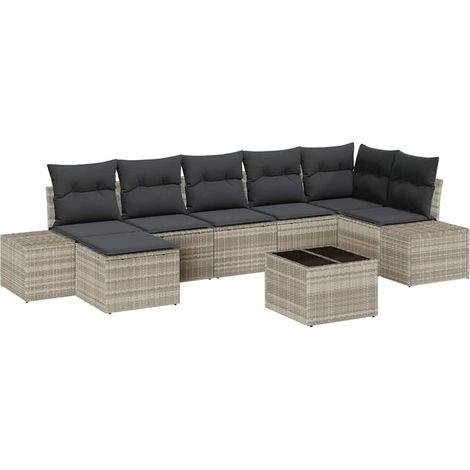 Maison Exclusive - Set Divano da Giardino 8 pz Grigio chiaro polyrattan (1/5)