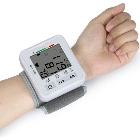 Automatisches digitales Handgelenk-Blutdruckmessgerät, Blutdruckmessgerät für zu Hause und auf Reisen, intelligentes Blutdruckmessgerät mit Gesundheitsklassifizierung