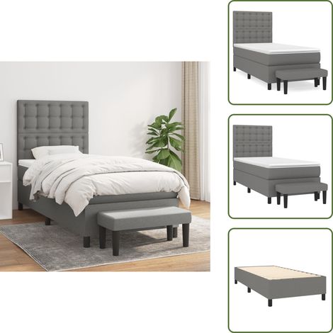 Boxspringbett mit Matratze Dunkelgrau 90x200 cm Stoff - Boxspringbett - Doppelbett - Schlafraum - Bettgestell - Bettsofa (1/5)