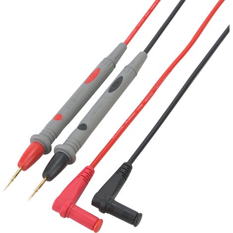 Lot de 2 pointes de test pour multimètre numérique PT1006, sondes de mesure 20A, câbles 109cm, embouts aiguille fins (1/5)