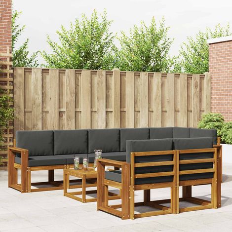 vidaXL Outdoor-Sofagarnitur mit Kissen 9 pcs Natur und Anthrazit (1/5)