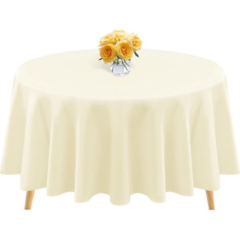 Runde Tischdecke 228 cm Beige, Flecken- & Knitterfrei, Waschbar, Polyester